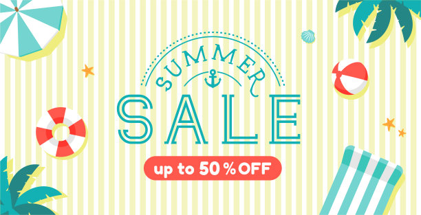 夏季销售矢量横幅插图图片下载