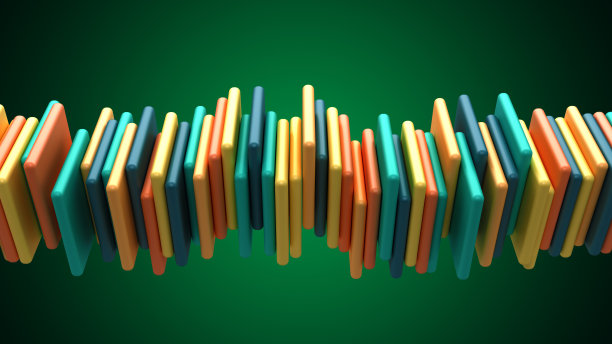 多块，随机运动。3d渲染孤立的绿背景。图片下载