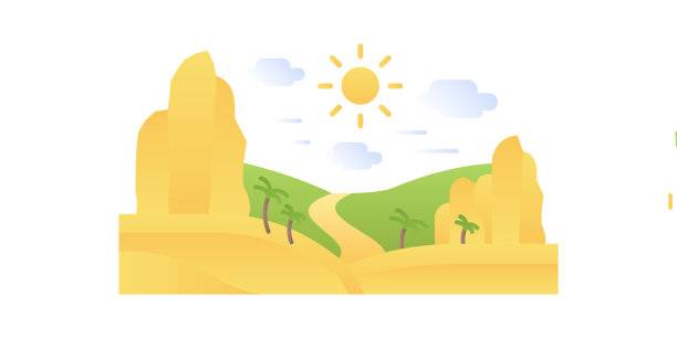 夏季高山热带景观中有棕榈树在沙，道路穿过绿色山谷图片下载