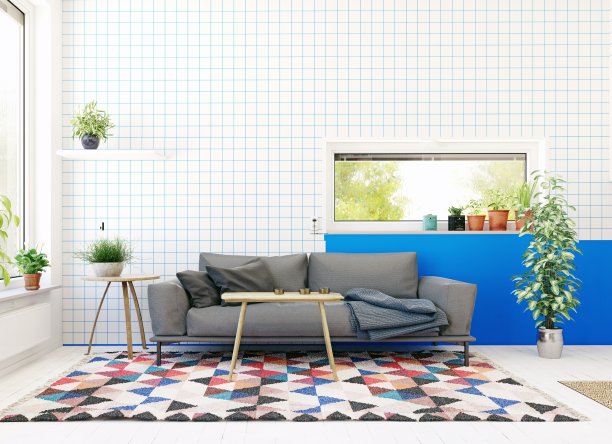 现代斯堪的纳维亚客厅设计。图片下载