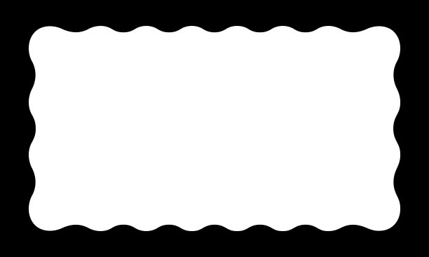 矩形形状，内缘起伏。矩形框架与波浪形内边界。镜子，图片或相框，空白文本框或标签隔离在白色背景。矢量图图片下载