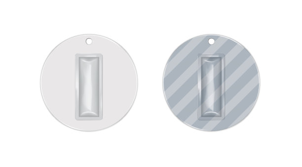 硬纸板和透明塑料吸塑盒包装与挂孔。矢量模型。小商品单独包装。现实的模型。易于编辑。设计模板图片下载