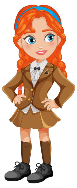 穿校服的红发女孩自信地微笑着图片下载