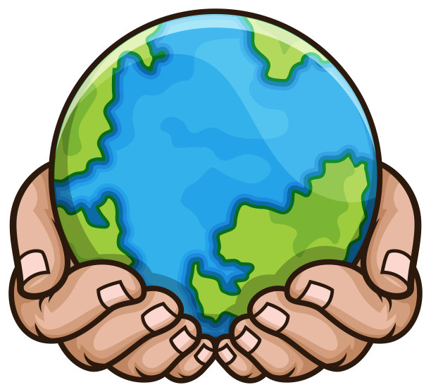 手捧地球的卡通插画图片下载