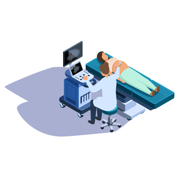 等距医生对孕妇进行超声检查，矢量图图片下载