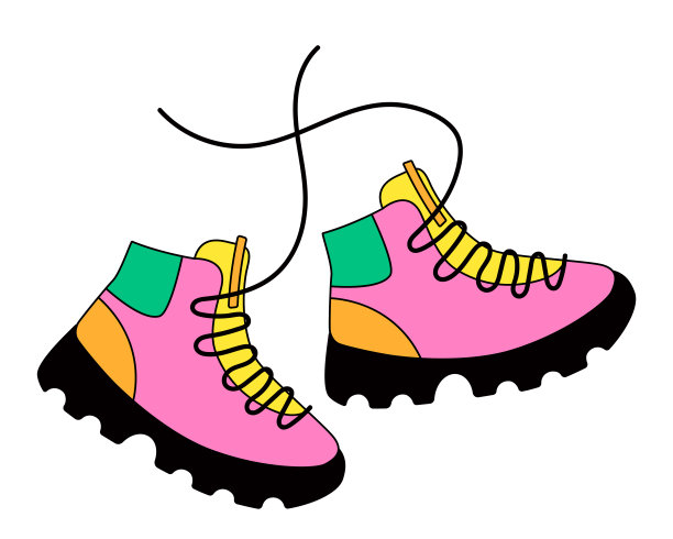 复古徒步鞋。彩色高底运动鞋。明亮的登山靴图片下载