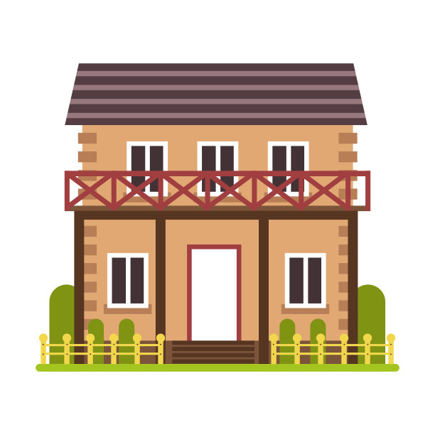 乡村别墅或村舍，民居建筑孤立的标志图片下载