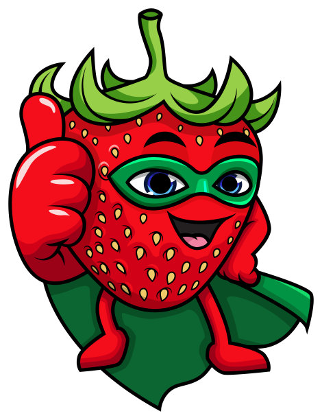 草莓超级英雄人物卡通插画图片下载