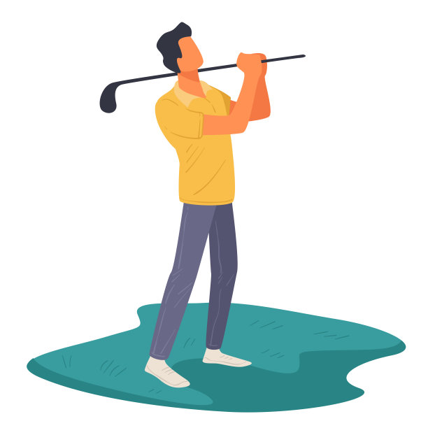 男性角色在户外打高尔夫球，职业户外高尔夫球手图片下载