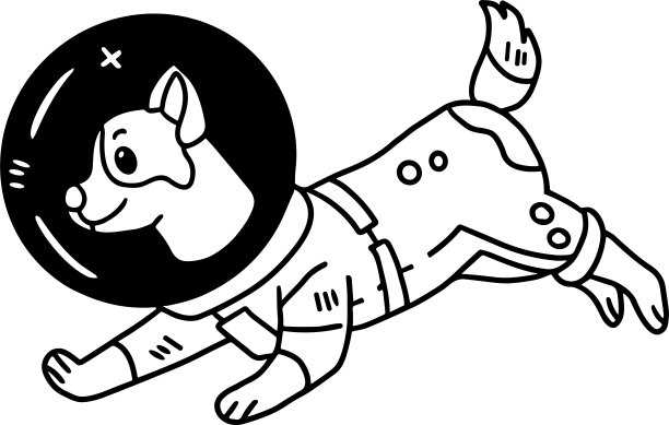 一只穿着太空服的狗正在奔跑图片下载