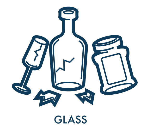 碎玻璃废弃物与处置分离，垃圾分类图片下载