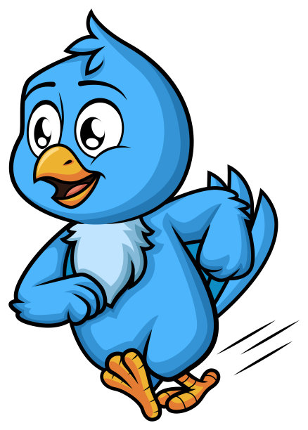 蓝鸟奔跑的卡通插画图片下载