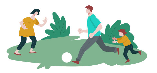 家庭踢足球孤立的标志，夏季户外活动图片下载