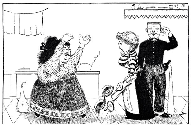 那所房子的女主人，有点肥胖，和女仆一起为士兵而欢欣鼓舞，但只有邮递员口袋里有一瓶酒，这是女仆送给他的礼物图片下载