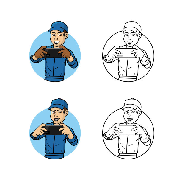 手机技术员角色设计插图图片下载