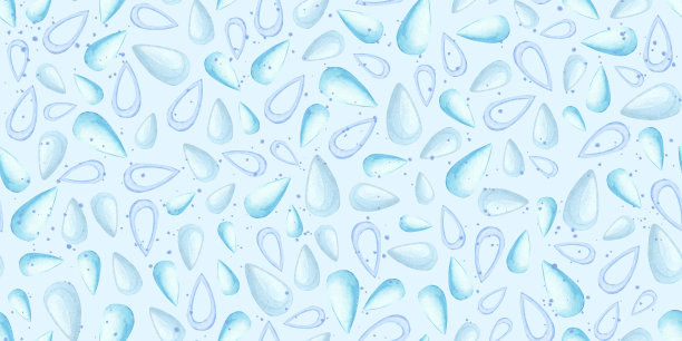 月经卫生日，无缝设计，各种蓝色女性卫生巾。干净的雨点雨雪。日常护理。水彩插图，无尽的印刷图片下载