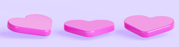 3d一套粉红色的心站讲台孤立渲染图标。情人节底座，平台模型的形状的爱情象征的产品展示，浪漫的礼物或销售。母亲节空舞台图片下载