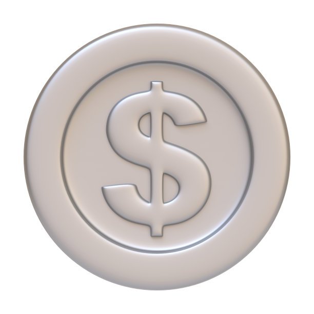 银元与美元符号孤立在白色背景图片下载