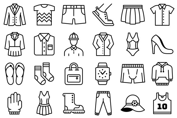 线条图标与可编辑的笔触的时尚和服装图片下载