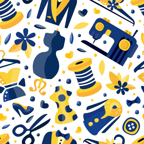 精品时装无缝图案设计与服装和衣架矢量模板图片下载