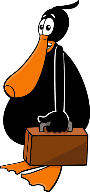 带公文包的卡通黑鸭动物图片下载