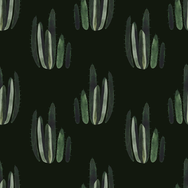 仙人掌。用于包装纸、墙纸和纺织品的无缝水彩图案。图片下载