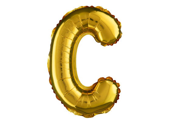 氦金气球字母C隔离在白色。图片下载