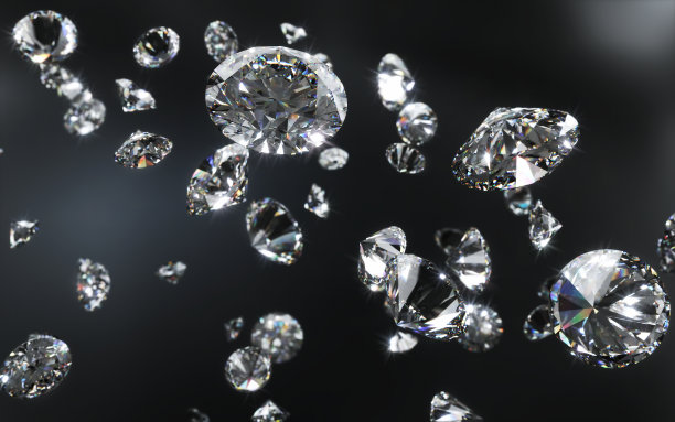 闪亮的钻石落在黑色的背景上图片下载