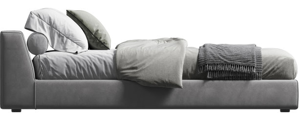 带床头板的双人床侧视图图片下载