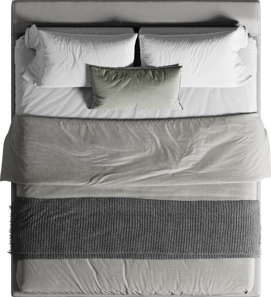 带床头板的双人床俯视图图片下载