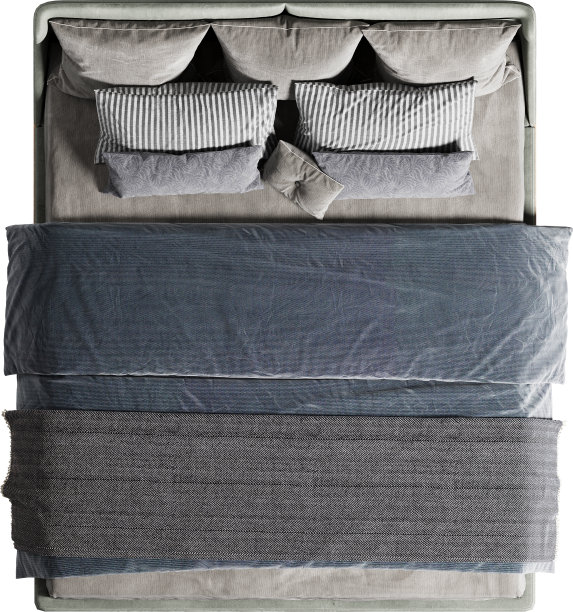 带床头板的双人床俯视图图片下载