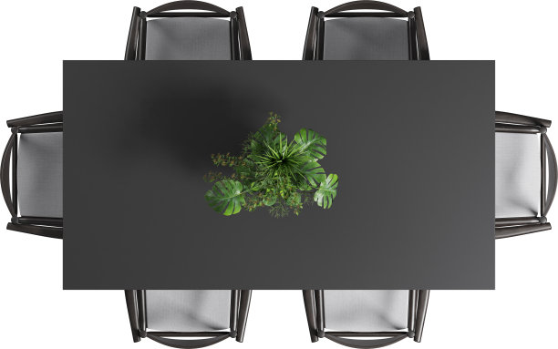 黑色餐桌和椅子的俯视图图片下载