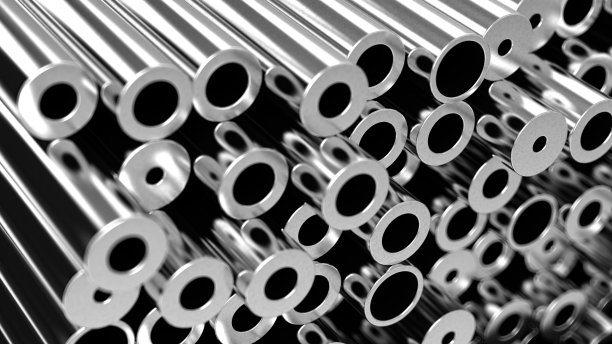 堆闪亮的金属钢或银管图片下载