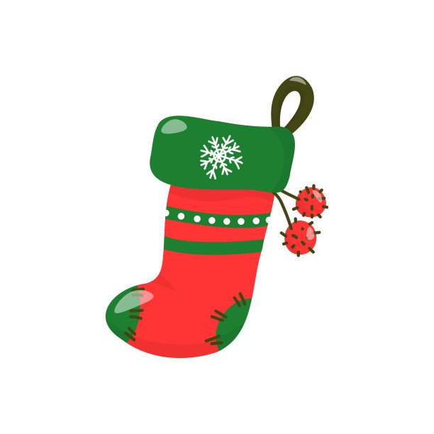 圣诞袜子矢量插图。圣诞和新年的明信片和装饰概念。节日装饰库存图片。手绘风格，白色背景。图片下载
