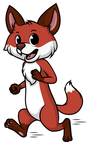 可爱的狐狸人物奔跑卡通插画图片下载