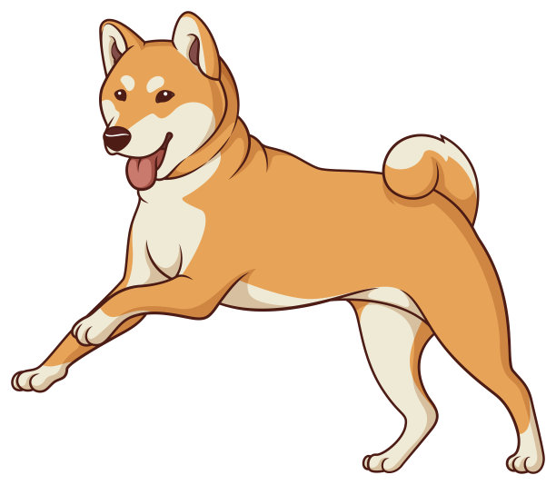 柴犬奔跑的卡通插画图片下载