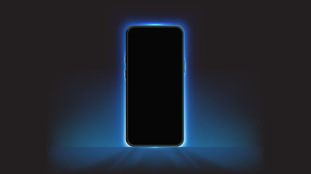 智能手机屏幕发光蓝光横幅。照明移动显示设计的横幅，壁纸，和豪华券图片下载