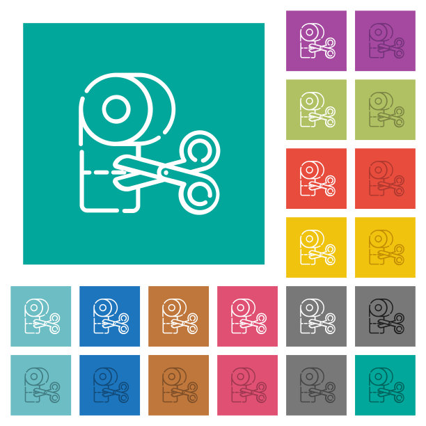 切割石膏轮廓方形扁平多色图标图片下载