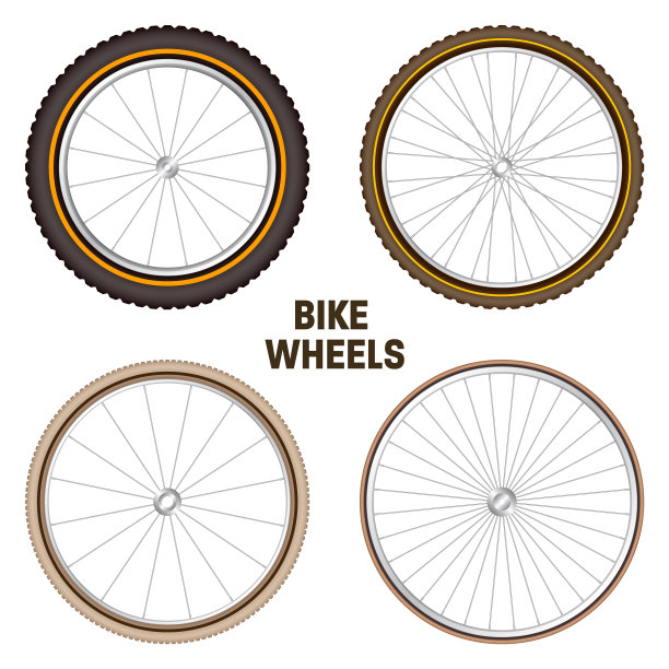 逼真的3d复古自行车车轮。老式自行车橡胶轮胎，闪亮的金属辐条和轮辋。健身自行车，旅游，运动，公路和山地自行车。矢量图图片下载