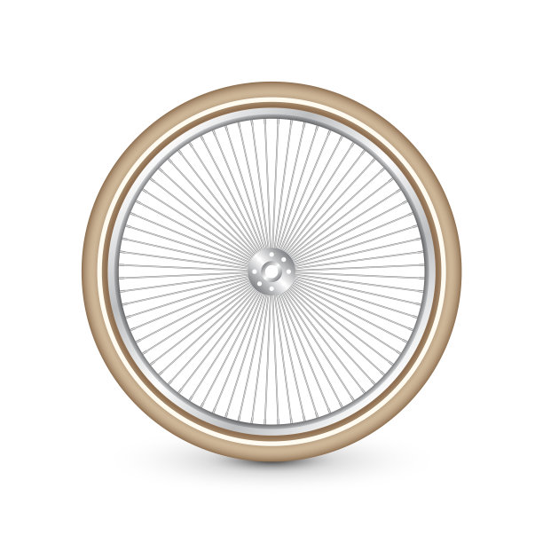 现实的3d复古自行车车轮。自行车橡胶轮胎，闪亮的金属辐条和轮辋。健身自行车，旅游，运动，公路和山地自行车。矢量图图片下载