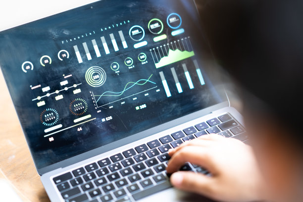 商务人士使用手提电脑分析财务报表图片下载