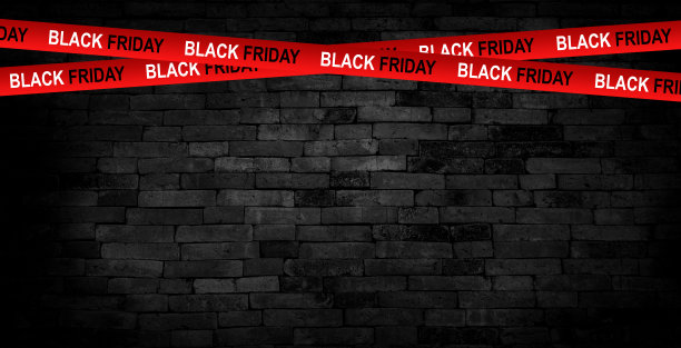 红丝带黑色星期五销售黑色背景。越过丝带。大的销售。图形元素。矢量插图。图片下载