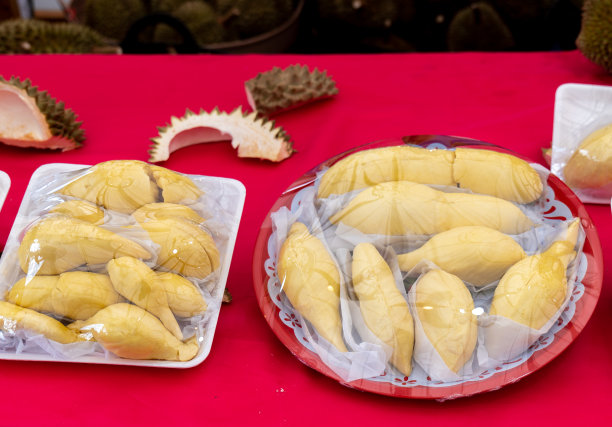 榴莲，新鲜榴莲，新鲜熔岩榴莲在水果节。图片下载