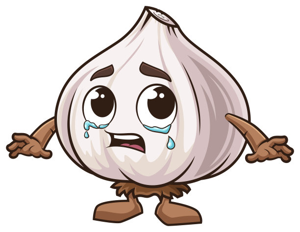大蒜片吉祥物哭卡通插画图片下载