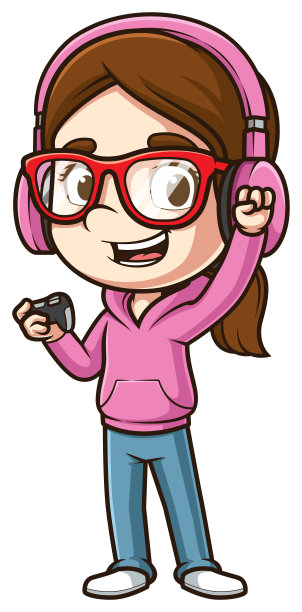 女玩家赢得卡通插画图片下载