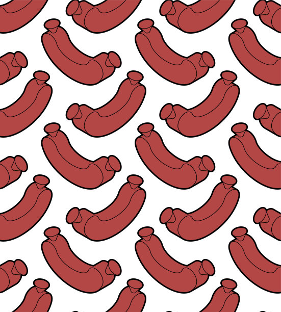 香肠等距图案无缝。肉类美食香肠背景图片下载
