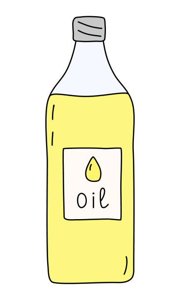 黄色蔬菜食用油在透明的瓶子，涂鸦风格矢量图片下载