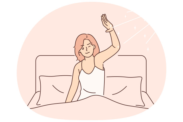 早晨醒来的女人不满意干扰睡眠的阳光在床上图片下载