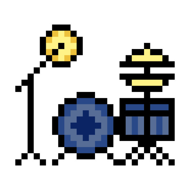 鼓设置在像素艺术风格图片下载