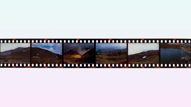 35mm幻灯片胶片用于照片或具有自由帧复制空间的胶片，隔离在背景上图片下载